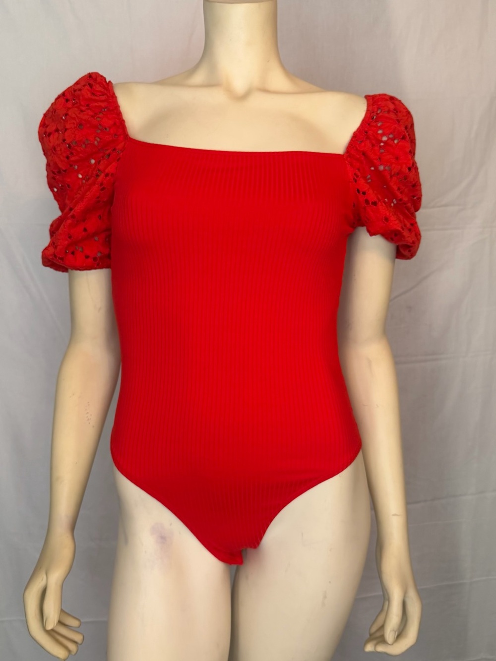 Desigual Bright Red Ribbed Top
